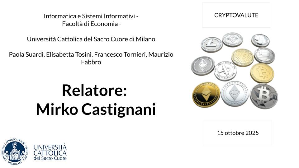 Cryptovalute - Università Cattolica del Sacro Cuore di Milano